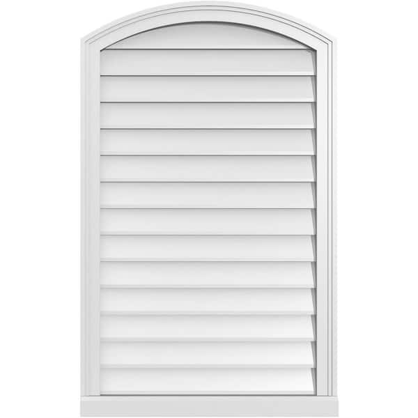 Ekena Millwork 26" x 42" Arch Top Surface Mount PVC Gable Vent: Functional with Brickmould Sill Frame