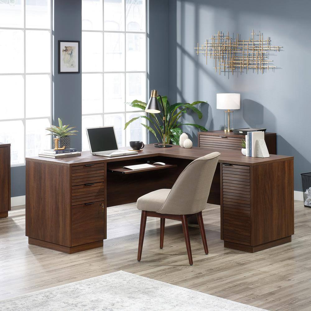Spiced Mahogany 65'' L-Shaped Executive Desk with File Storage