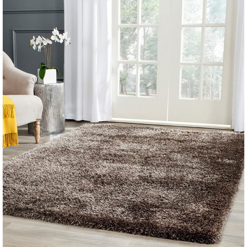 Plush Comfort Brown Synthetic 4' x 6' Shag Area Rug