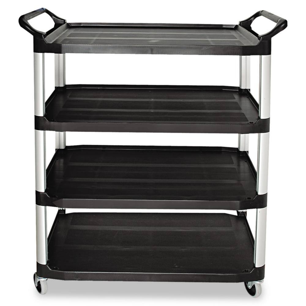 Sleek Black 4-Shelf Utility Cart with Durable Metal Frame