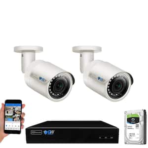 8-Channel 5MP 1TB NVR Security Camera System with 2 Wired Bullet Cameras 2.8 mm Fixed Lens Built-In Mic Human Detection