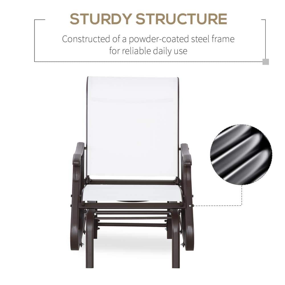 Outsunny Cream White Mesh Outdoor Glider Chair with Steel Frame