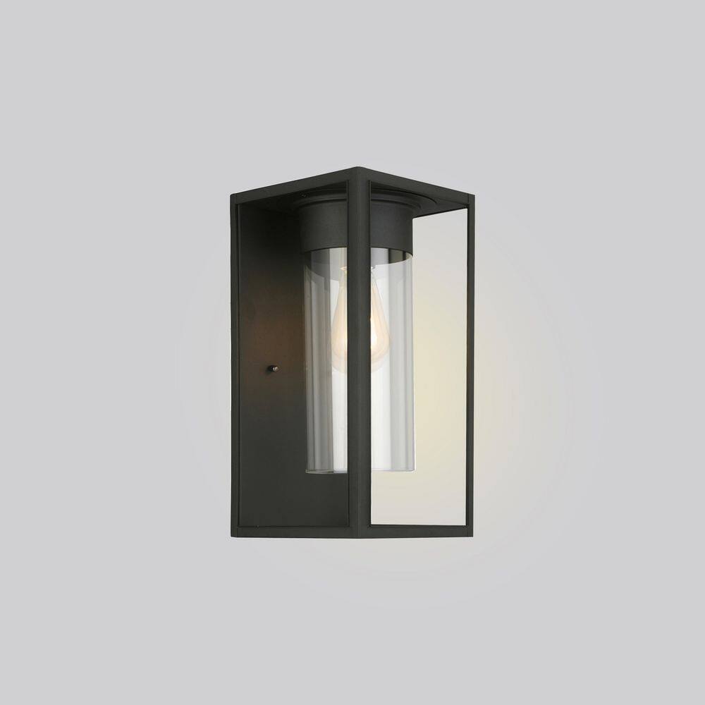Walker Hill Matte Black Cylinder LED Sconce with Clear Glass