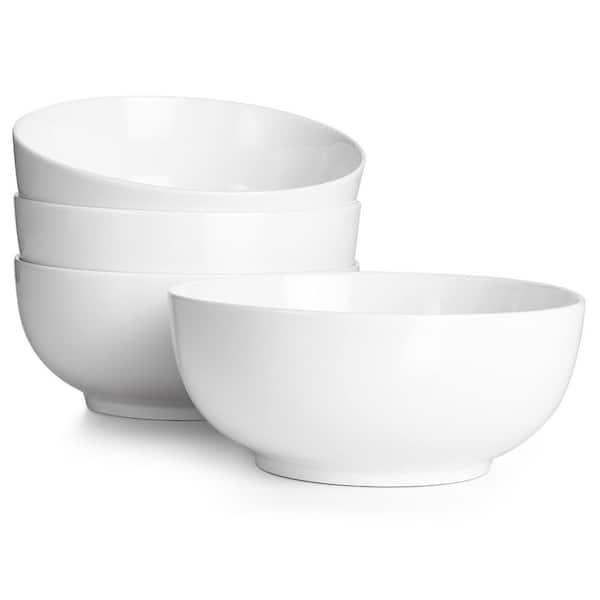 39 fl. oz. White Ceramic Bowls for Noodle, Pasta, Salad, Mixed Fruit, Set of 4, Dishwasher and Microwave Safe