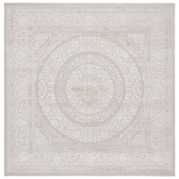SAFAVIEH Hanna Taupe/Ivory 7 ft. x 7 ft. Ornate Medallion Square Area Rug