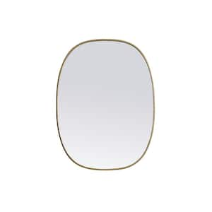 Simply Living 30 in. W x 40 in. H Oval Metal Framed Brass Mirror