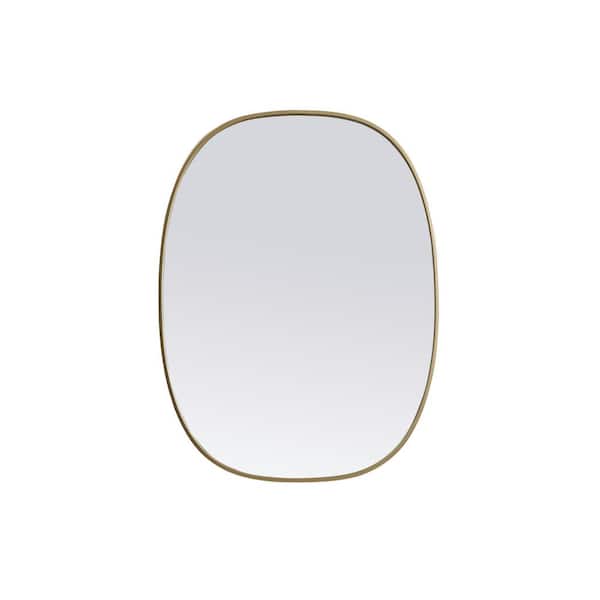 Unbranded Simply Living 30 in. W x 40 in. H Oval Metal Framed Brass Mirror