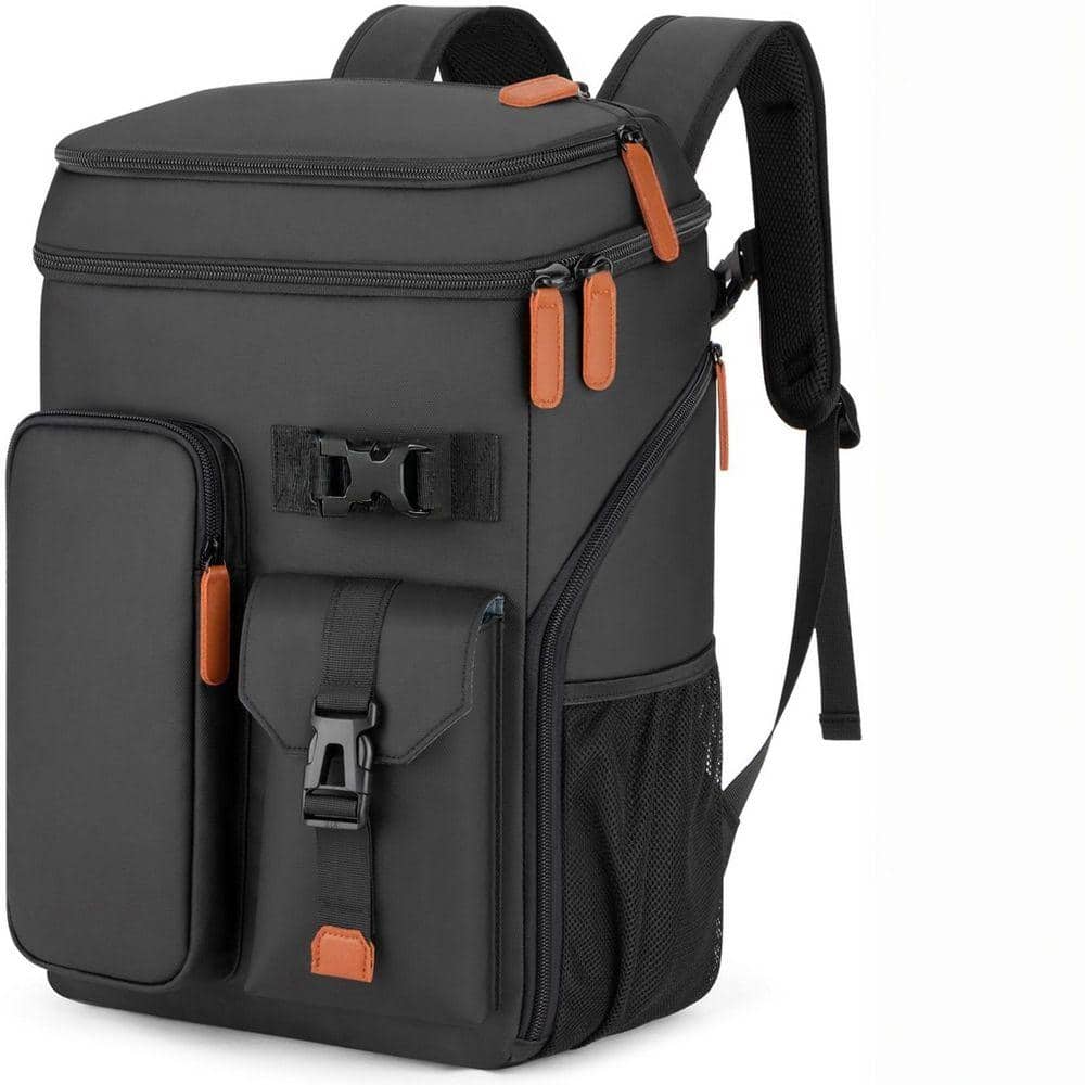 28.8 qt. Soft‑Side Leakproof Insulated Cooler Backpack, Multifunctional Lightweight Cooler Camping Beach Picnic, Black