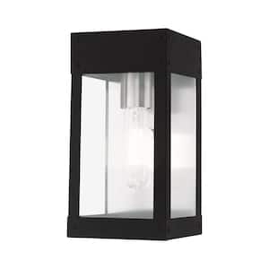 Lyncrest 9.75 in 1-Light Black Outdoor Hardwired Wall Lantern Sconce with No Bulbs Included