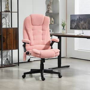 6 Point Vibrating Polyester Massage Office Chair with Heat, Velvet High Back Executive Chair with Recline, Pink