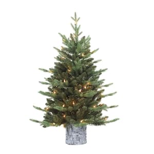 Pre-Lit 3 ft. Potted Artificial Christmas Tree with 50-Lights, Green
