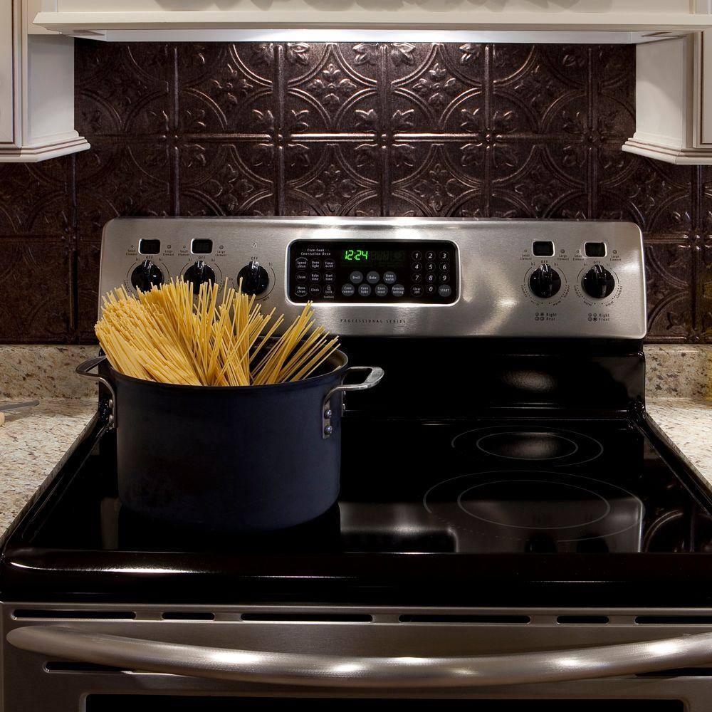 Smoked Pewter Vinyl Decorative Backsplash Kit, 24.25 x 18.25 in