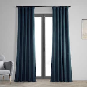 Polo Navy Solid Cotton Thermal Blackout Curtain - 50 in. W x 108 in. L Rod Pocket with Back Tab Single Window Panel
