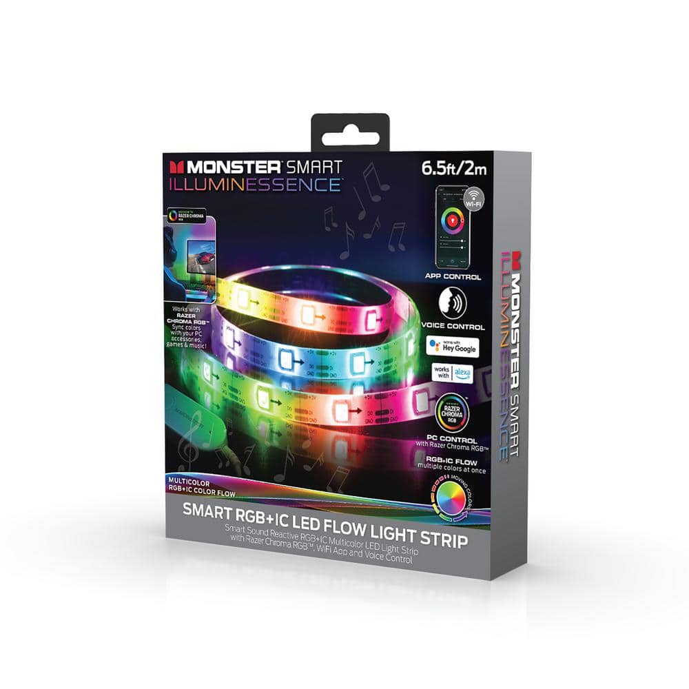 Monster 3 AA Batteries 6.5 ft. LED Multi-Color/Multi-White Strip Light With  Motion Activation, Battery-Powered, 1-Pack MLB7-1081-RGB - The Home Depot