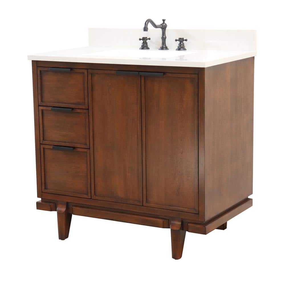 Dark Cherry Single Sink Vanity with Engineered Quartz Top