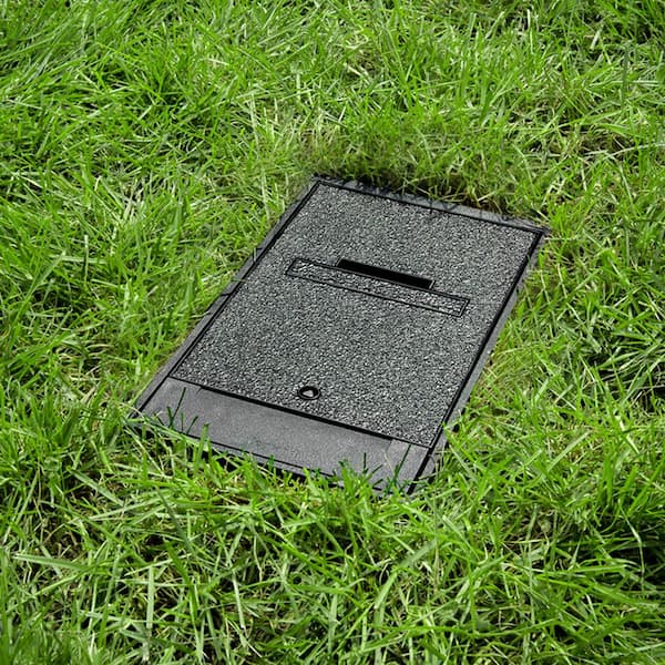 Wiremold 2-Gang Black Outdoor Weatherproof Ground Box Assembly, 20 Amp Duplex Receptacles