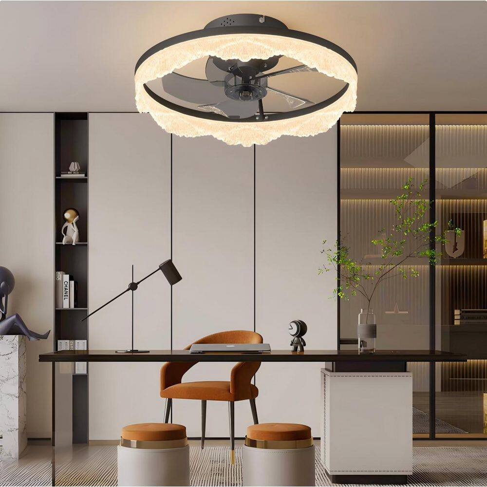 16 in. Smart Black Standard Flush Mount LED Ceiling Fan Light with Hidden Blades, App Control and Dimmable Lighting price history on PriceWatchPro