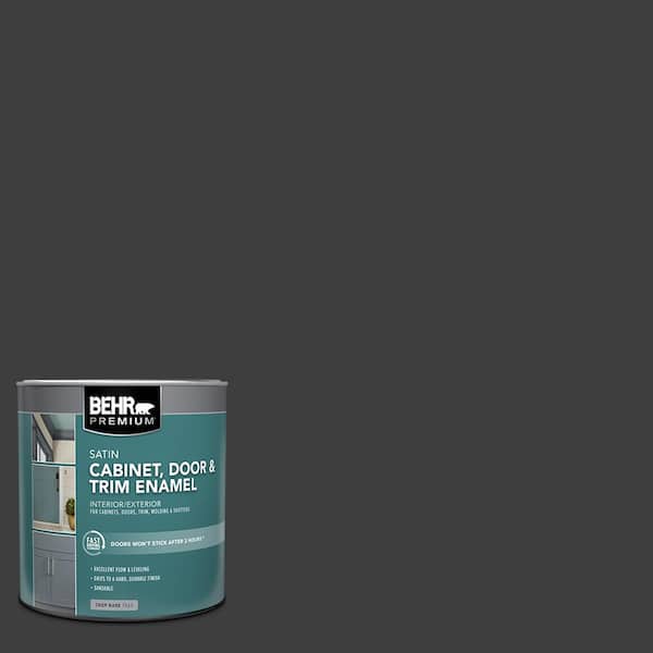 BEHR PREMIUM 1 qt. #AE-54 Molten Black Satin Enamel Interior/Exterior Cabinet, Door & Trim Paint