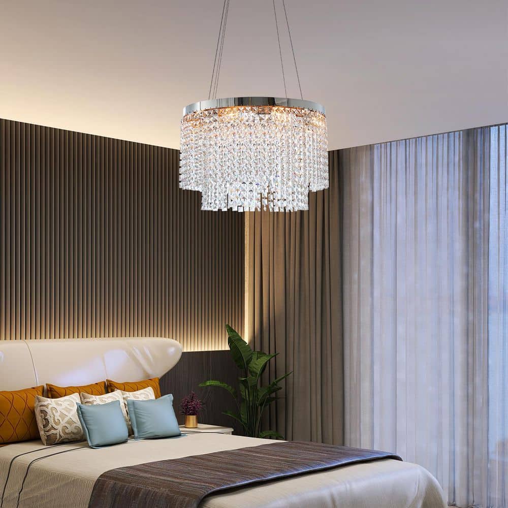 24 in 8-light Silver Chandelier Large Ceiling Lighting for Living Room Dining Light Fixture Dining Room Kitchen price history on PriceWatchPro