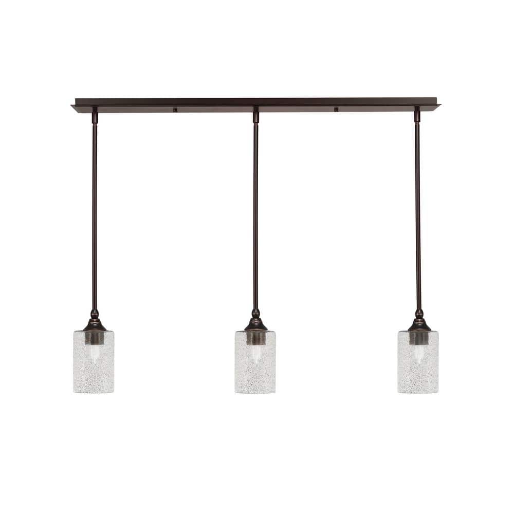 Livingston 100-Watt 3-Light Dark Granite Shaded Pendant Light with 4 in. Sm