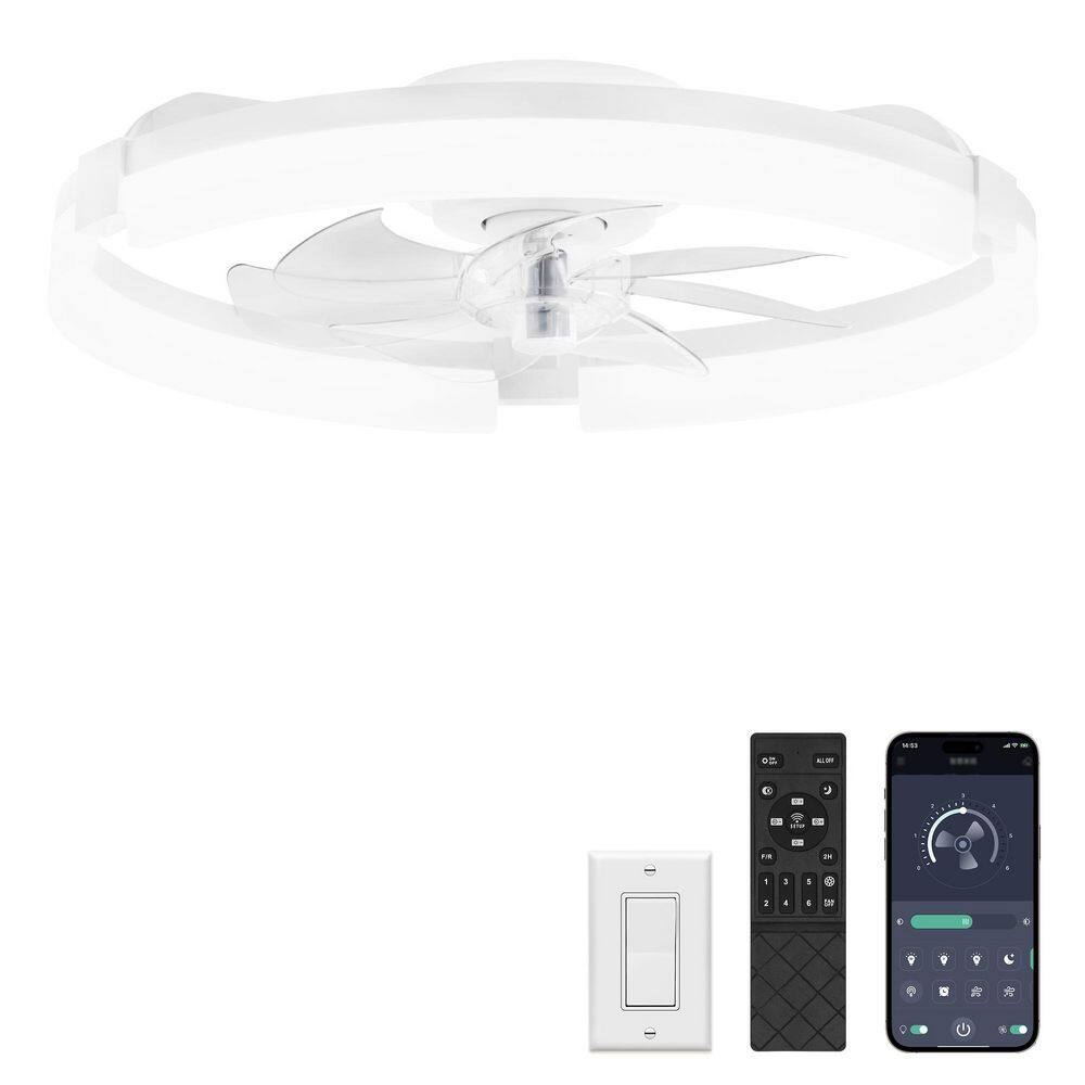 20 in White Indoor/Outdoor Ceiling Fans with Light Remote/APP 3CCT Reversible DC motor Standard Flush Mount for Bedroom price history on PriceWatchPro