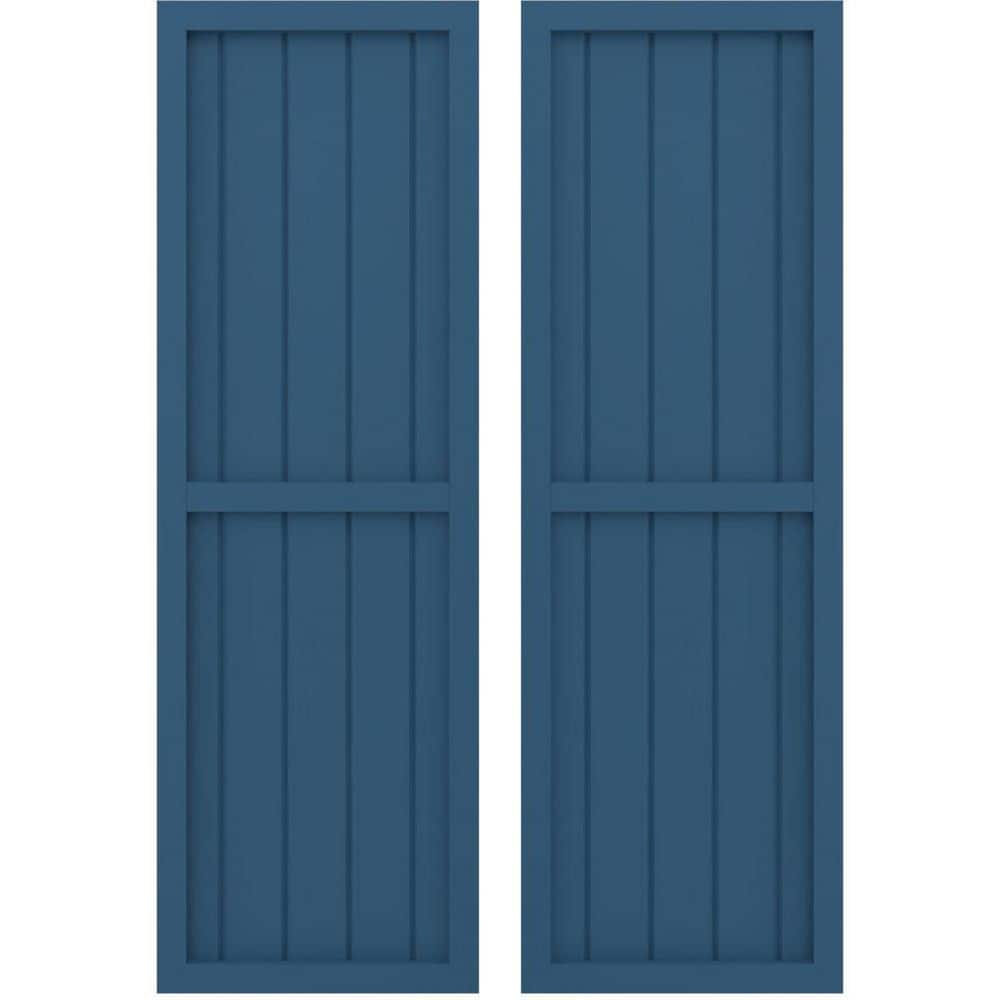 17-1/2 in. W x 64 in. H Americraft 5-Board Real Wood 2 Equal Panel Framed Board and Batten Shutters in Sojourn Blue price history on PriceWatchPro