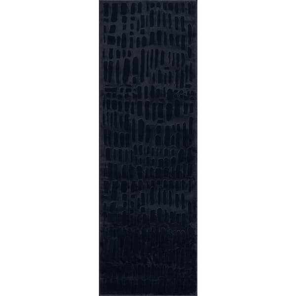 Summit Plush Textured Washable Blue 3 ft. x 8 ft. Indoor Runner Rug