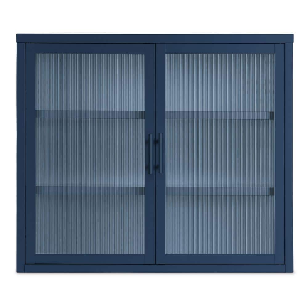 27.6 in. W x 23.6 in. D x 9.1 in. H Bathroom Storage Wall Cabinet in Blue w