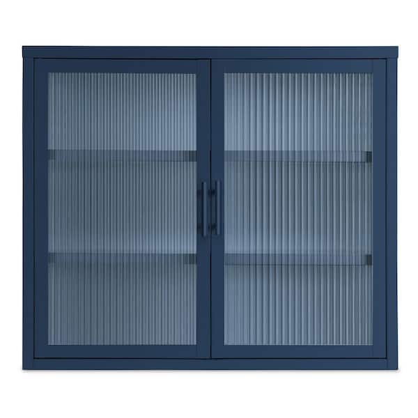 Unbranded 27.6 in. W x 23.6 in. D x 9.1 in. H Bathroom Storage Wall Cabinet in Blue with Detachable Shelves