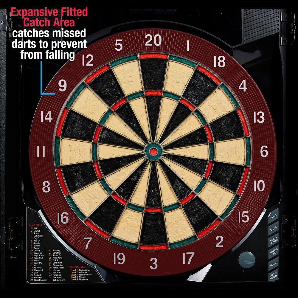 BristleSmart Black Electronic Dartboard Cabinet with LED Scoreboard