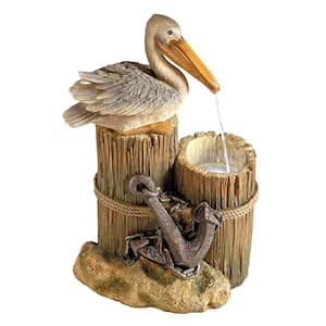 Pelican's Seashore Roost Stone Bonded Resin Sculptural Fountain