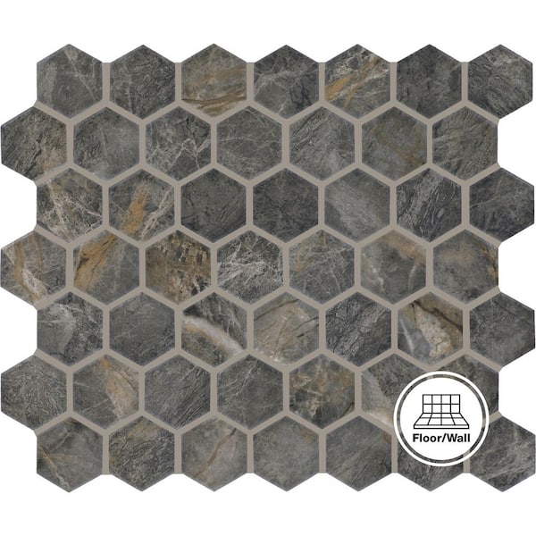 Shoregaze Sapphire 10 in. x 12 in. Matte Ceramic Hexagon Mosaic Floor and Wall Tile (9.72 sq. ft. /case)