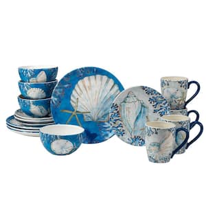 Playa Shells 16-Piece Earthenware Dinnerware Set (Service Set for 4)