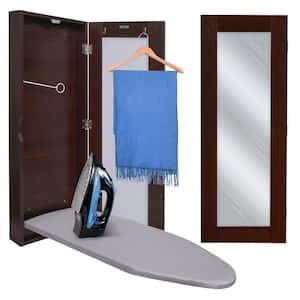 Ironing Board, Hanging Ironing Board and Ironing Board Cover with Mirror, Brown