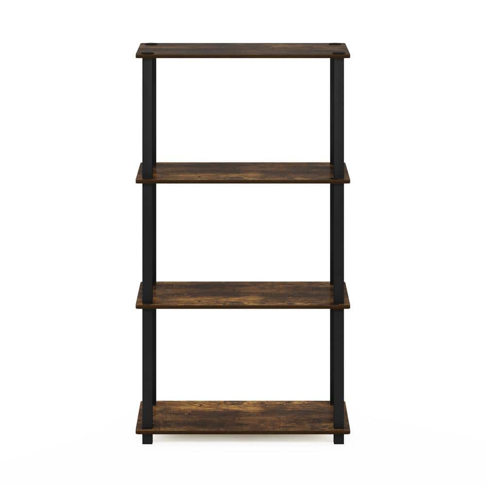 Amber Pine and Black 4-Tier Freestanding Shelf Unit