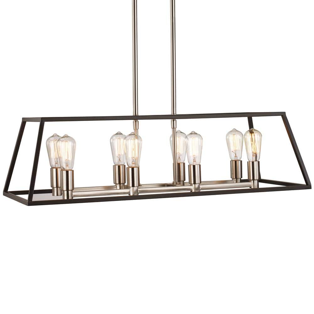 Brushed Nickel 35" Industrial Cage Linear Chandelier