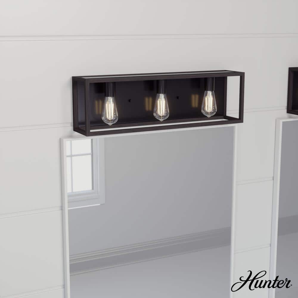 Squire Manor 25 in. 3-Light Matte Black Vanity Light with Dark Ash Frame price history on PriceWatchPro