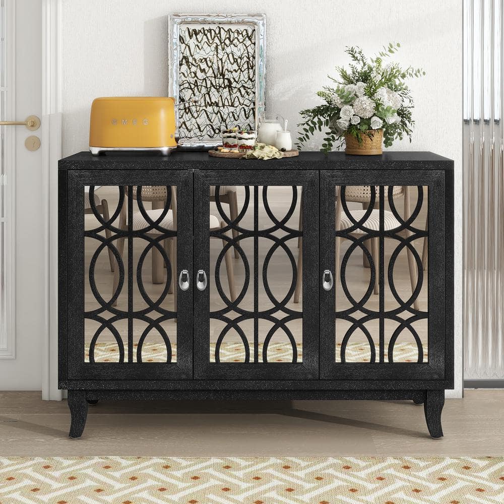 Boosicavelly Black and MDF 47.20 in. sideboard with Adjustable Shelves ...