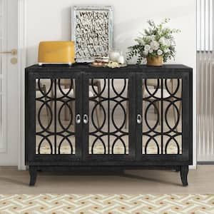 Black and MDF 47.20 in. sideboard with Adjustable Shelves