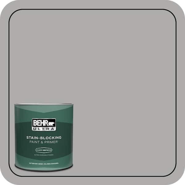 BEHR ULTRA 1 qt. #N520-3 Flannel Gray Extra Durable Semi-Gloss Enamel Interior Paint & Primer