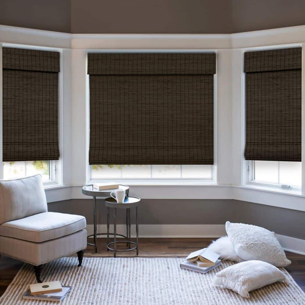Natural Woven Light Filtering Cordless Bamboo Roman Shades for Windows, 26.5 in. W x 60 in. L, Onyx price history on PriceWatchPro