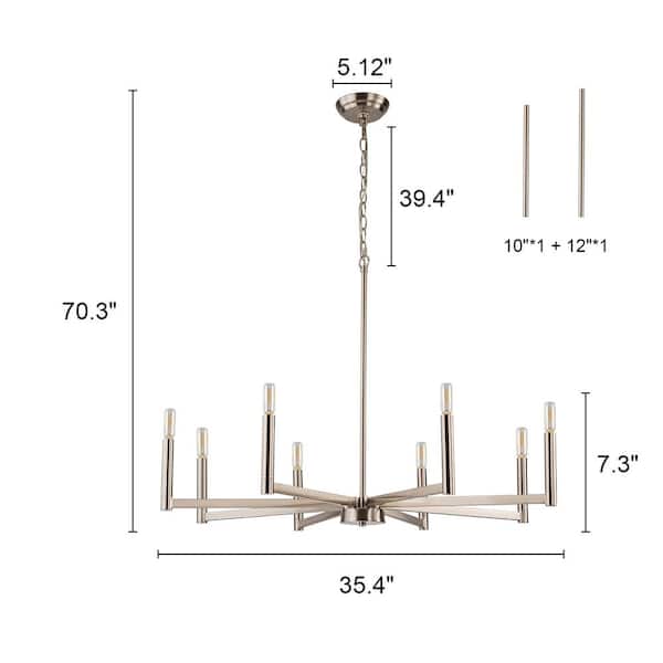 Galea 8-Light Linear Candle Style Classic Nickel Chandelier