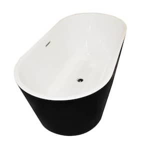 Obsidian 5.6 ft. Acrylic Center Drain Oval Bathtub in White and Black