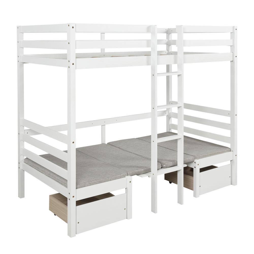 Angel Sar White Functional Twin Size Loft Bed With Desk SM000099AAK ...