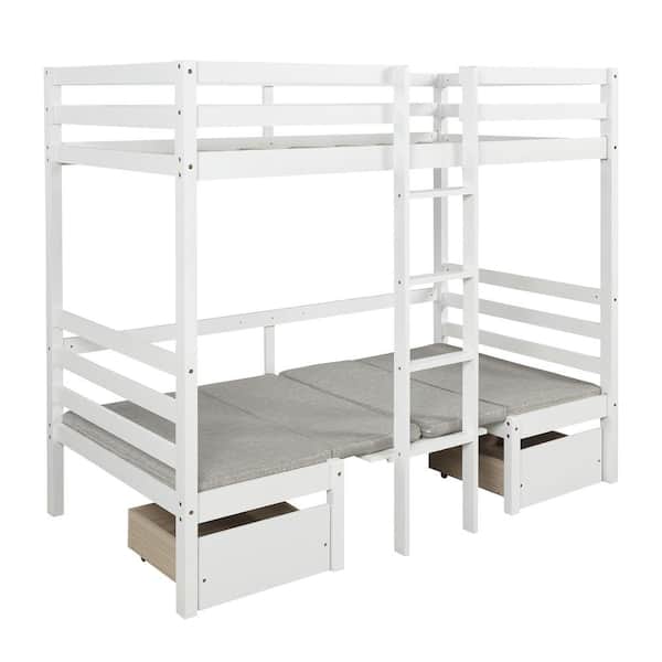 Angel Sar White Functional Twin Size Loft Bed With Desk