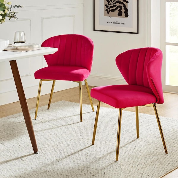 Milia Fuchsia Tufted Dining Chair (Set of 2)