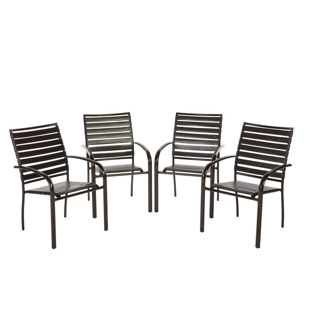 Hampton Bay Commercial Aluminum Outdoor Dining Chair in Brown (4Pack