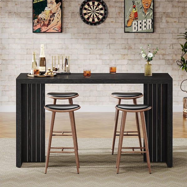 Adan 36 in. H Rectangle Black Mini Modern Freestanding Bar Table Unit Tabletop Home Kitchen Modern Simple