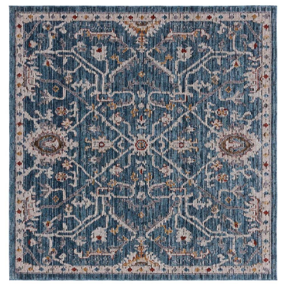 Sierra 6 ft. x 6 ft. Blue/Ivory Ornate Border Square Area Rug price history on PriceWatchPro