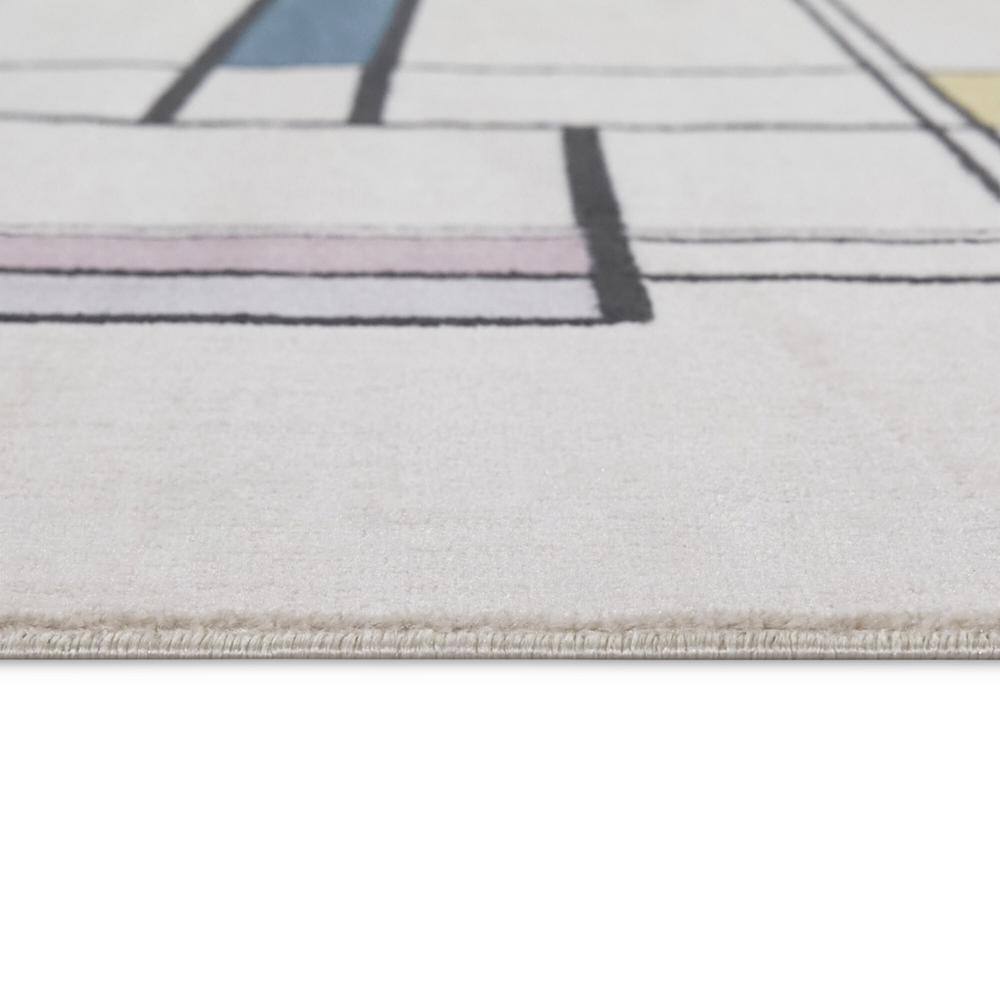 Multicolor Geometric Pattern Rectangular Synthetic Area Rug